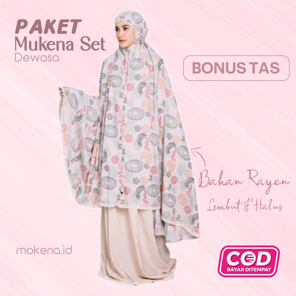 Mukena Mukenah jumbo dewasa bahan adem Lembut Halus Rayon Motif Bunga terbaru 2021 bali by MOKENA Viola Silky Premium Mukena Khadijah Tasik Tasikmalaya fahijablove belimukena