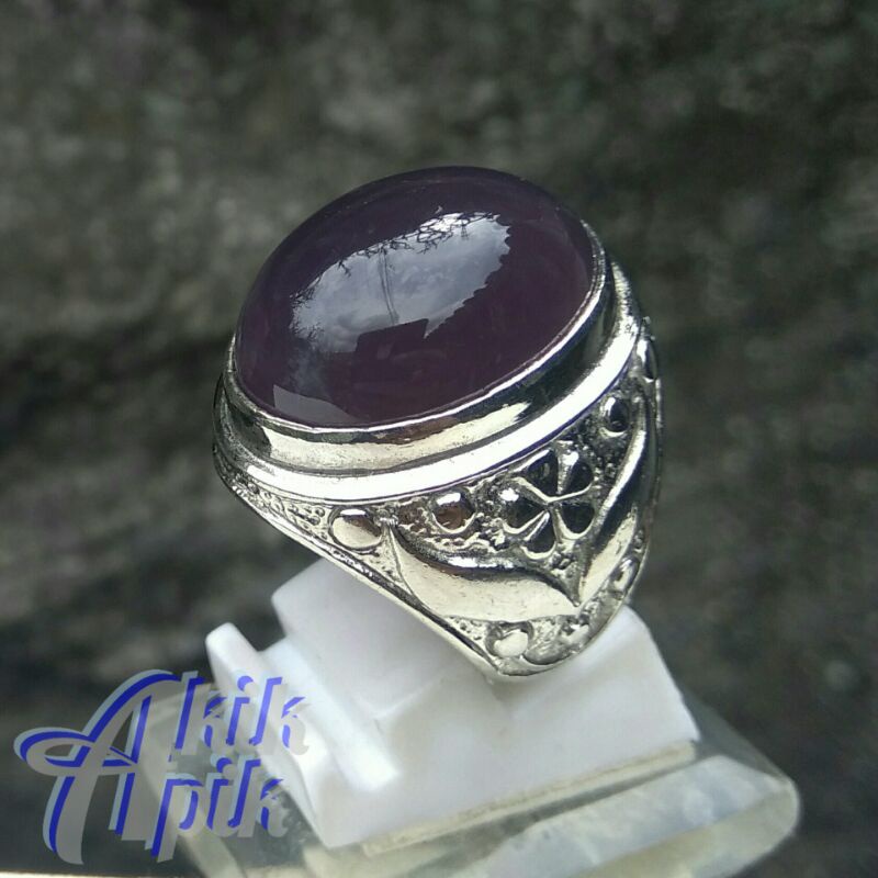Cincin Batu Akik Kecubung Asihan Ungu Sukabumi Natural Purple Chalcedony