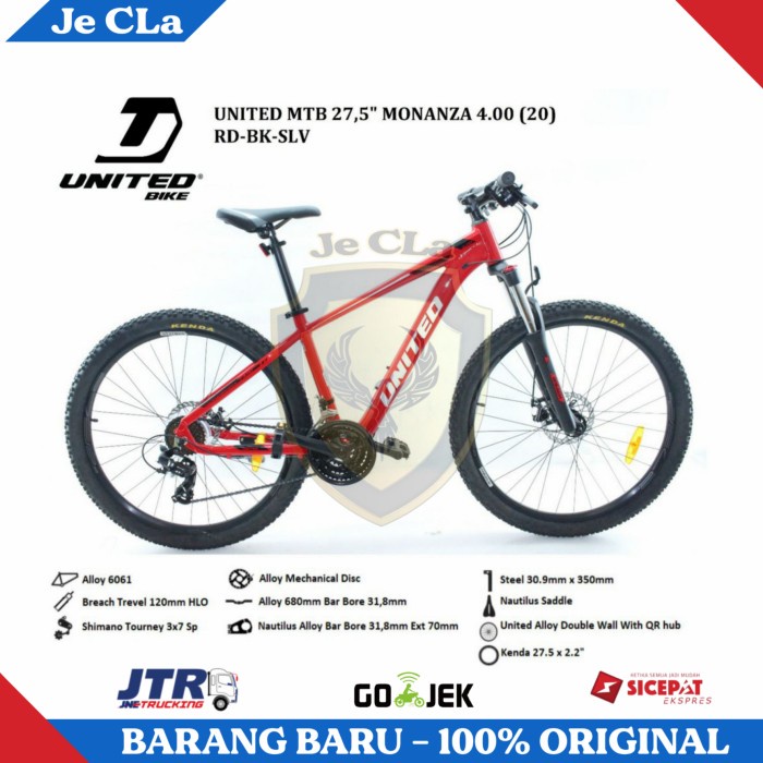 JCL Sepeda Gunung MTB 27.5 UNITED MONANZA 4.0 2020 (JNE) - RD-BK-SLV