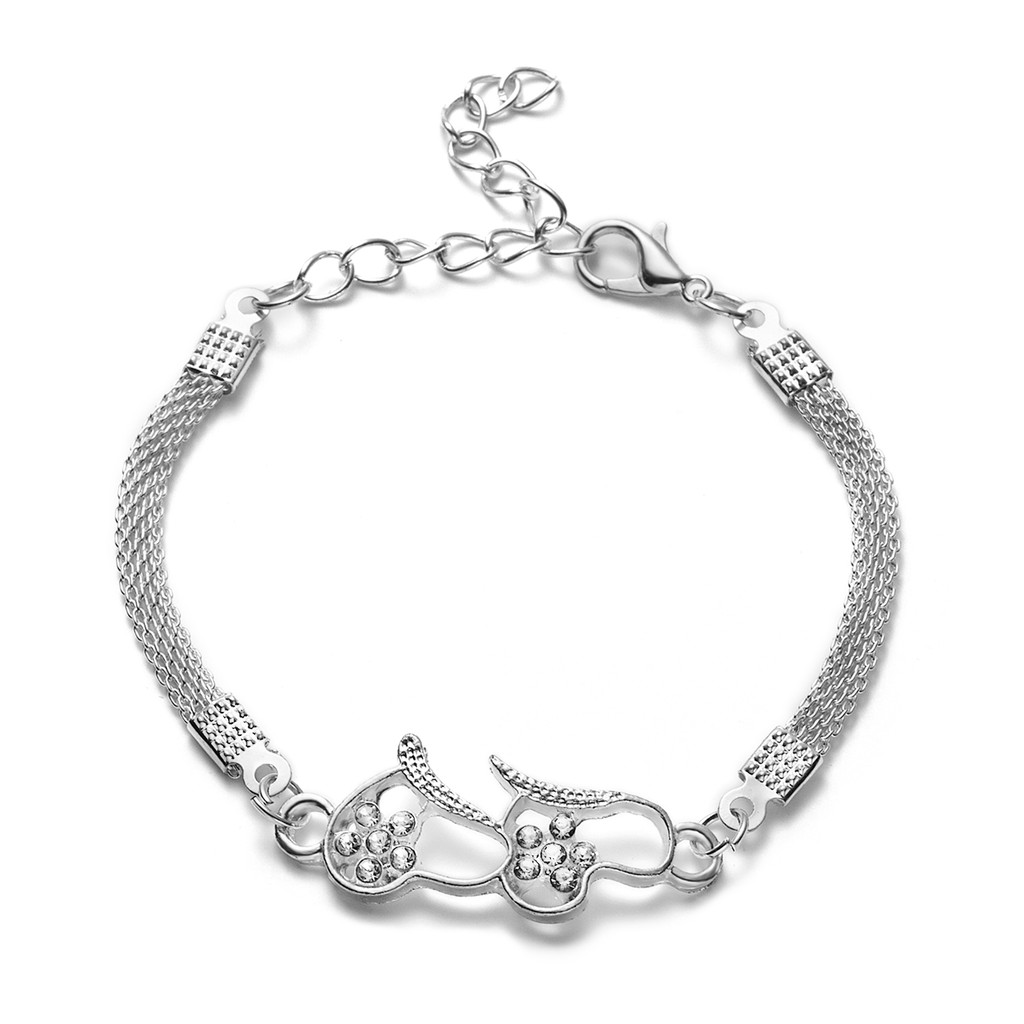 Gelang Tangan Rantai Lapis silver 925 Aksen infinity / Salib / Hati / Hewan Untuk Perhiasan Wanita