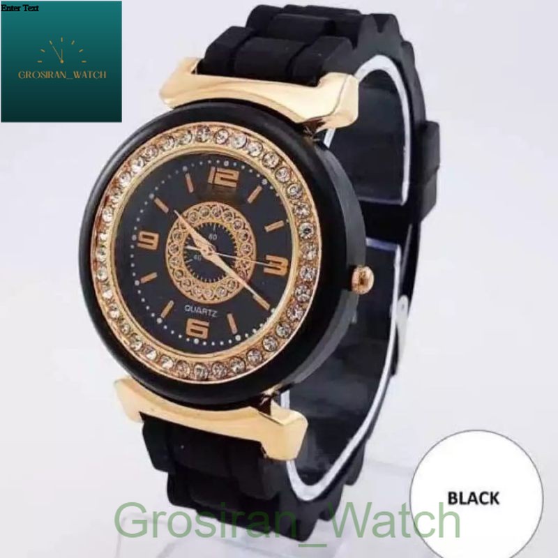 Promo Sale Jam Tangan Wanita Diamond Strap Rubber CC-16 [G_W]