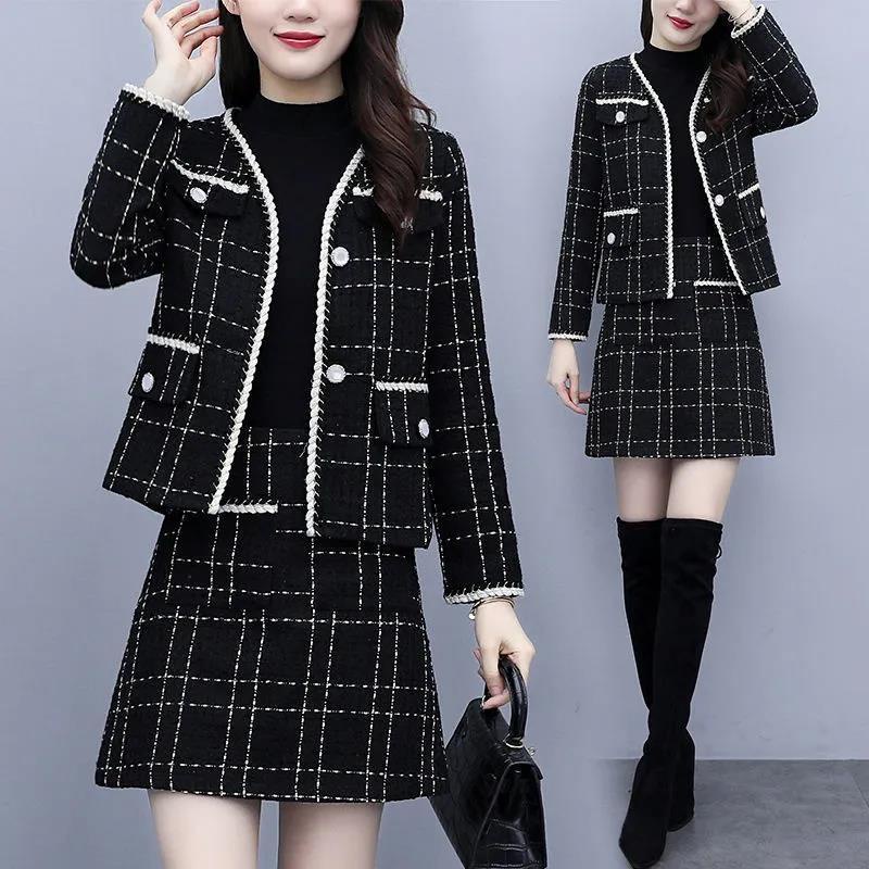 2021 autumn and winter new fat sister slim suit large women's dress foreign style age reduction fash