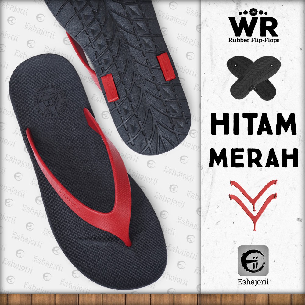 CAMOU - WR Hitam Merah - Sandal Jepit Sandal Pria Sandal Flip Flop