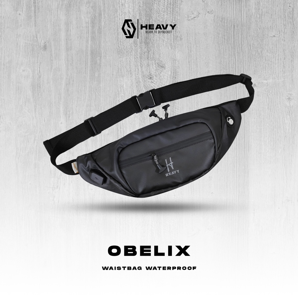 Tas Selempang Pria Heavy - Waistbag Waterproof Obelix Series USB flash | Tas Pinggang Pria Casual