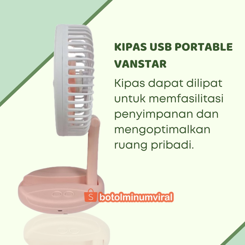 Kipas Angin USB Portable Serbaguna Ada Lampu LED Bisa Dilipat Ditekuk