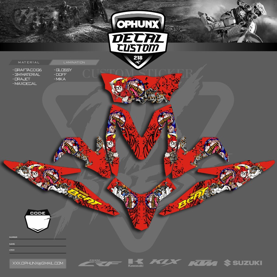 Sticker Decal HONDA Bisa Untuk BEAT FI BEAT KARBU BEAT STREET BEAT NEW BEAT Deluxe BEAT POP (9)