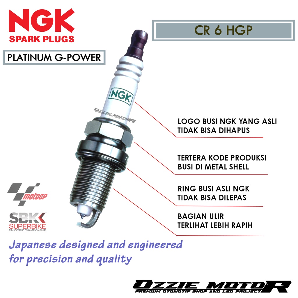 BUSI MOTOR NGK PLATINUM G-POWER CR6HGP ORIGINAL THUNDER GL PRO MEGAPRO