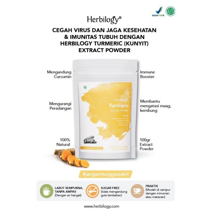 

herbilogy bubuk kunyit / turmeric / tumeric extract powder 100 gram meymey.16029