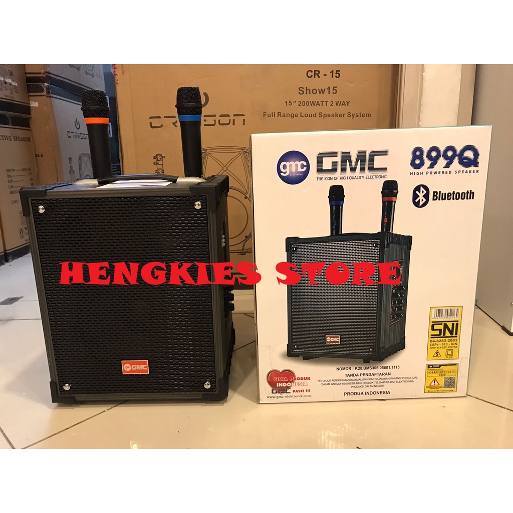 GMC 899Q Bluetooth Speaker Portable Karaoke 2 Mic Wireless High Power
