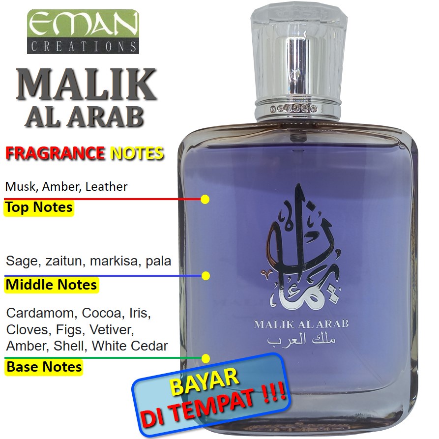 Parfum Arab Pria Malik Al Arab 100 ml Aroma Long Lasting Tahan Lama 24 Jam Minyak Wangi Arab untuk P