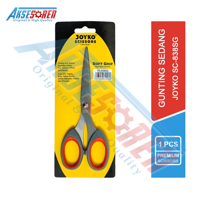 

GUNTING JOYKO SCISSORS SEDANG [SC-838SG] / GUNTING SUPER TAJAM / GUNTING ABU-ABU SCISSORS / GUNTING PEMOTONG KERTAS PLASTIK KAIN / GUNTING BESAR / CUTTER PEMOTONG LAKBAN RUMPUT/ ALAT POTONG RAMBUT / ALAT PERLALATAN DAPUR / GUNTING KARDUS JOYKO