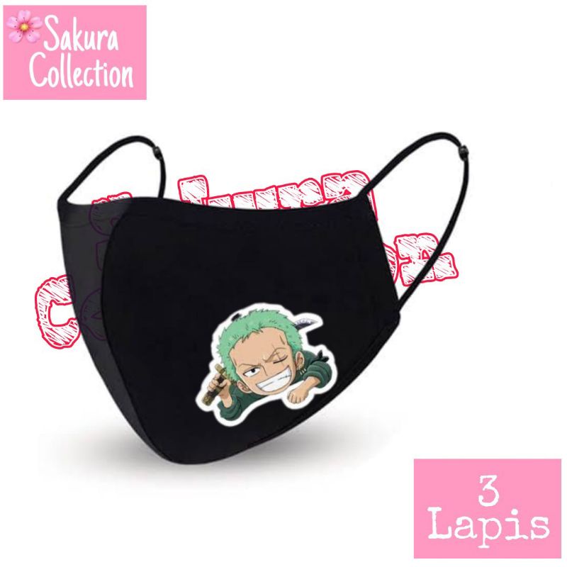 Masker Kain 3 Lapis - Anime One Piece Zoro