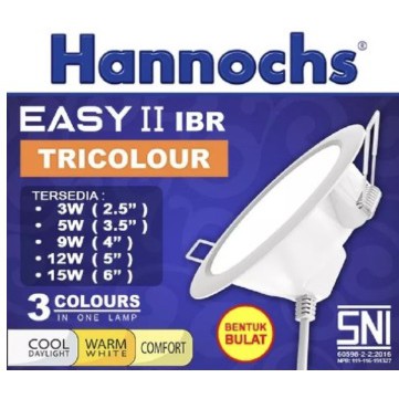 Lampu Downlight LED Hannochs EASY 9 Watt tricolour tiga warna