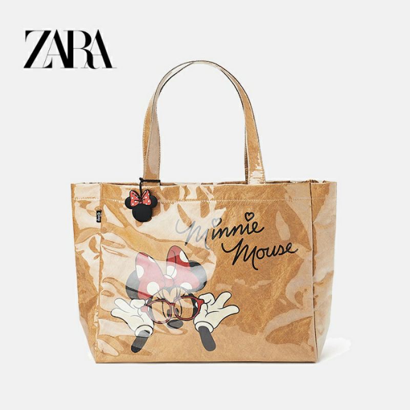 6703 Zara Minnie Mouse Vinyl Tote Bag. Bahan Vinyl