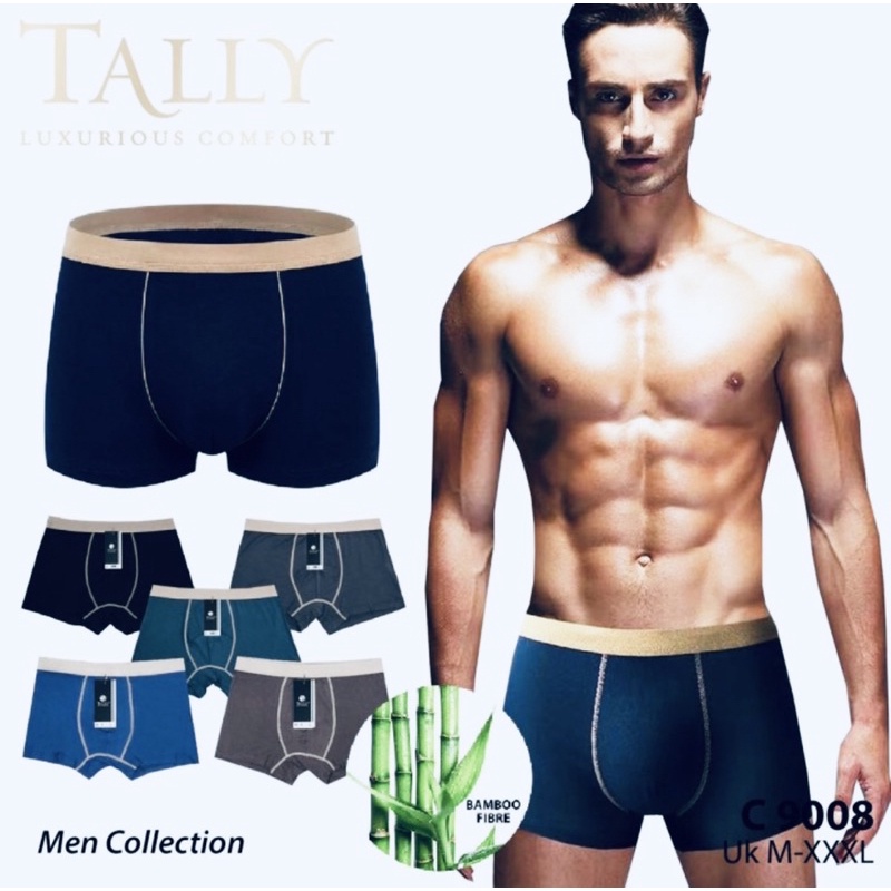 CD | celana dalam Boxer Pria TALLY 9008 Bahan Katun Bamboo Adem dan Soft