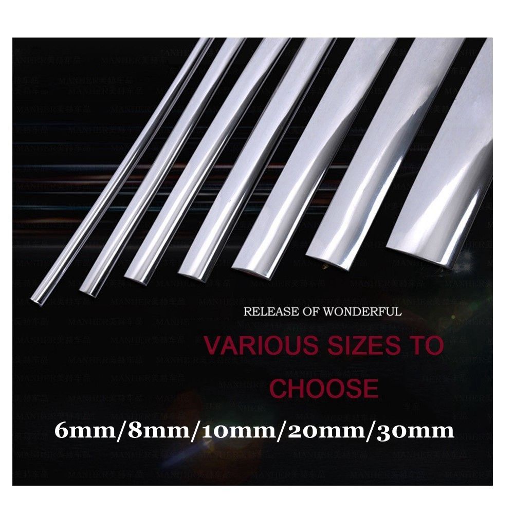 TOP Auto Styling Protector Trim Tape Bright Edge Guard Sticker Bumper Decor Strip Anti-Collision Exterior Interior Car Door Decoration Self Adhesive Chrome Plate