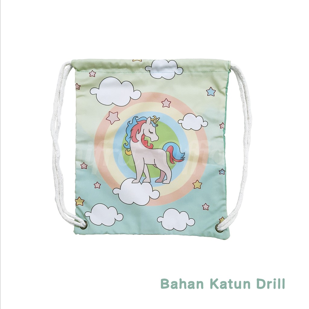 TAS SERUT STRING BAG WANITA GAMBAR KARAKTER UNICORN BEAR CAT LUCU UNIK SHIFRA