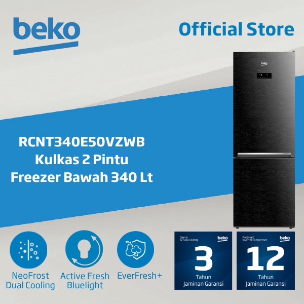 Jual Beko Refrigerator 340 LT , Wooden Black, Inverter RCNT340E50VZWB