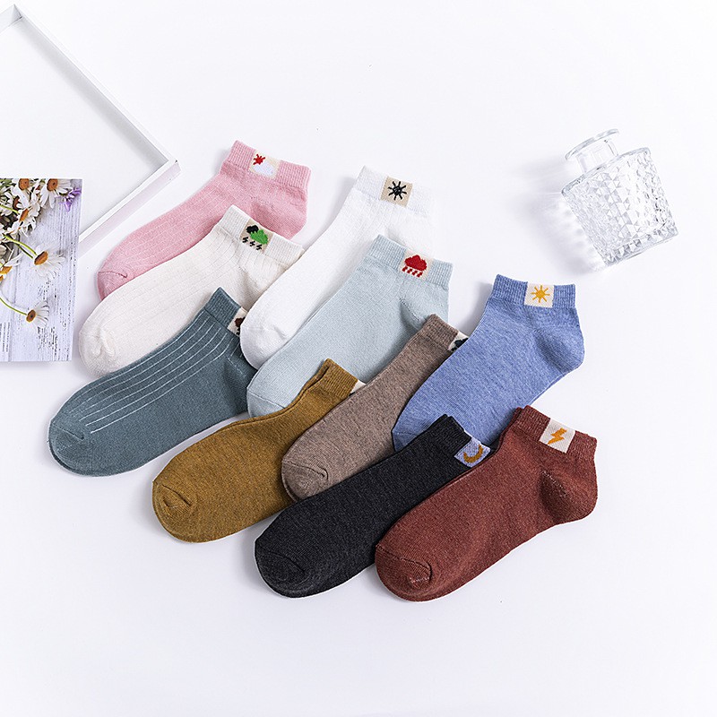 OVERFLOWS.ID Kaos kaki Polos Motif Cuaca Weather Ankle Sock Ala Korea