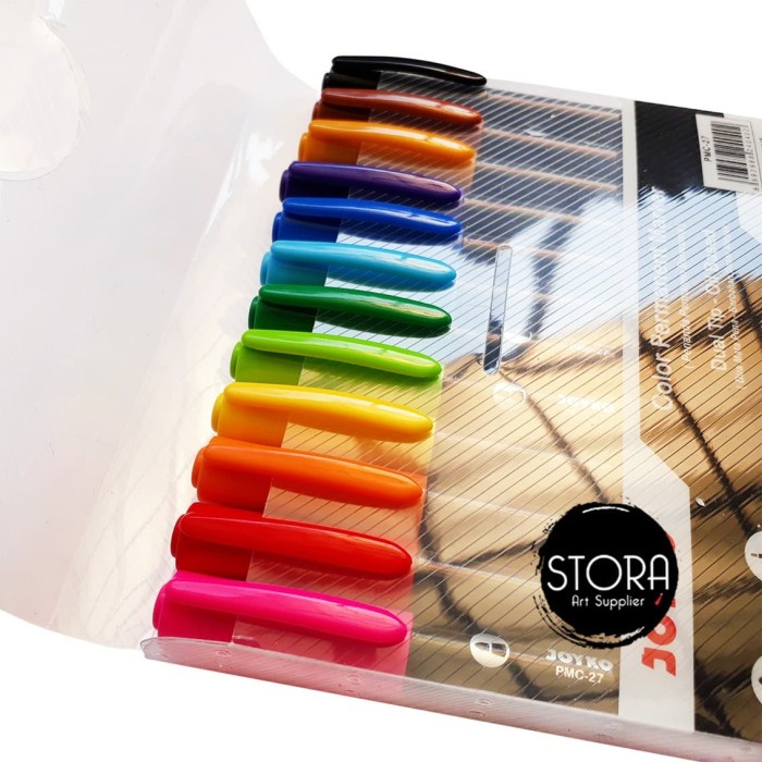 

kaligrafi-perlengkapan- joyko spidol dual tip oil based color permanent marker set 12 warna