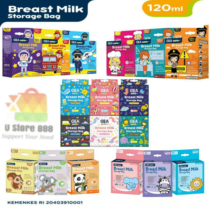 Kantong Asi Gea Baby Plastik Asip 120 Breastmilk Storage Bag 120ml isi 30pcs / Tempat Asi Plastik 120ml / GEA Kantong Asi Gea Breast Milk Storage Box / Milk Storage box GEA