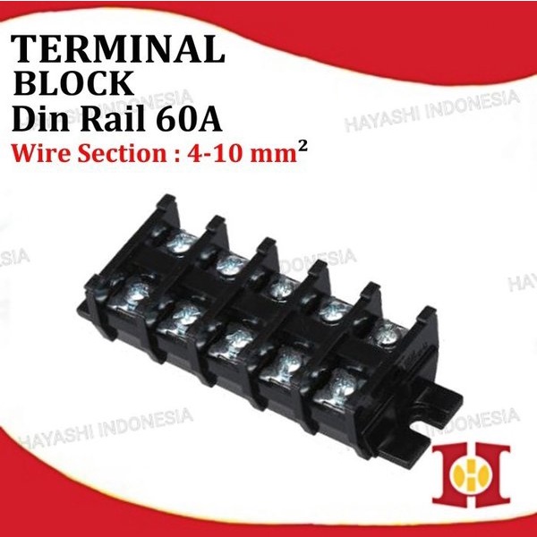 Terminal Block Blok Din Rail Konektor Kabel 600V TBC 10 30 60 100A  - 5pcs