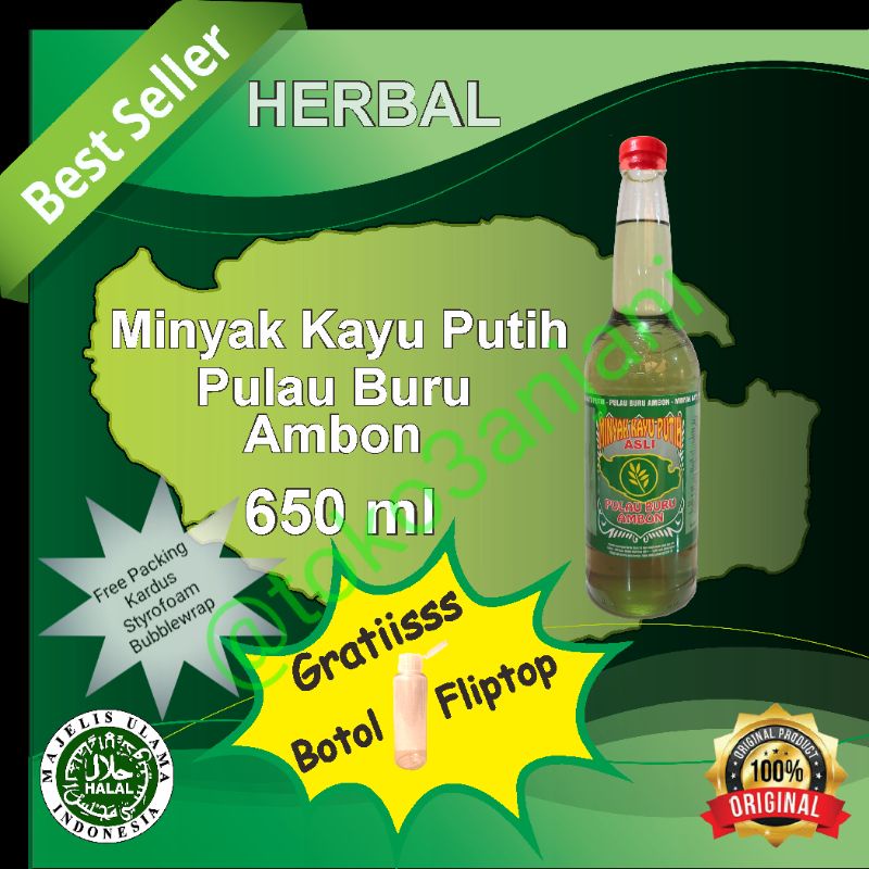 

Minyak Kayu Putih Asli Pulau Buru-Ambon, Bersertifikat Halal MUI 650ml