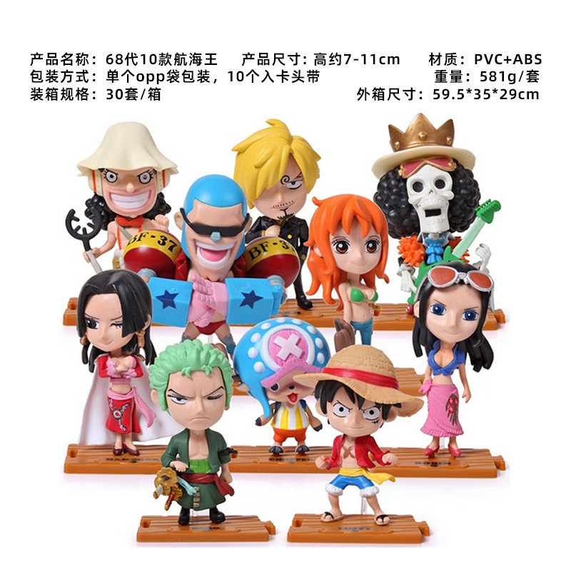 Pajangan action figure anime one piece isi 10pcs