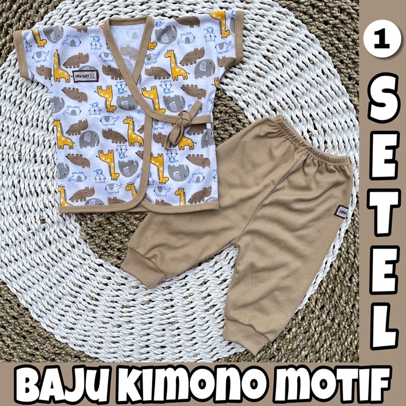 PREMIUM QUALITY 1 Stel Baju Bayi Newborn Kimono polos Lengan Pendek DNW BABY