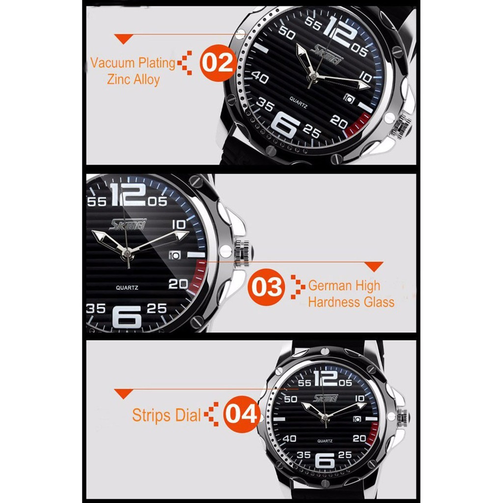 Jam Tangan Pria Original SKMEI 0992 Rubber Seiko Anti Air - Hitam