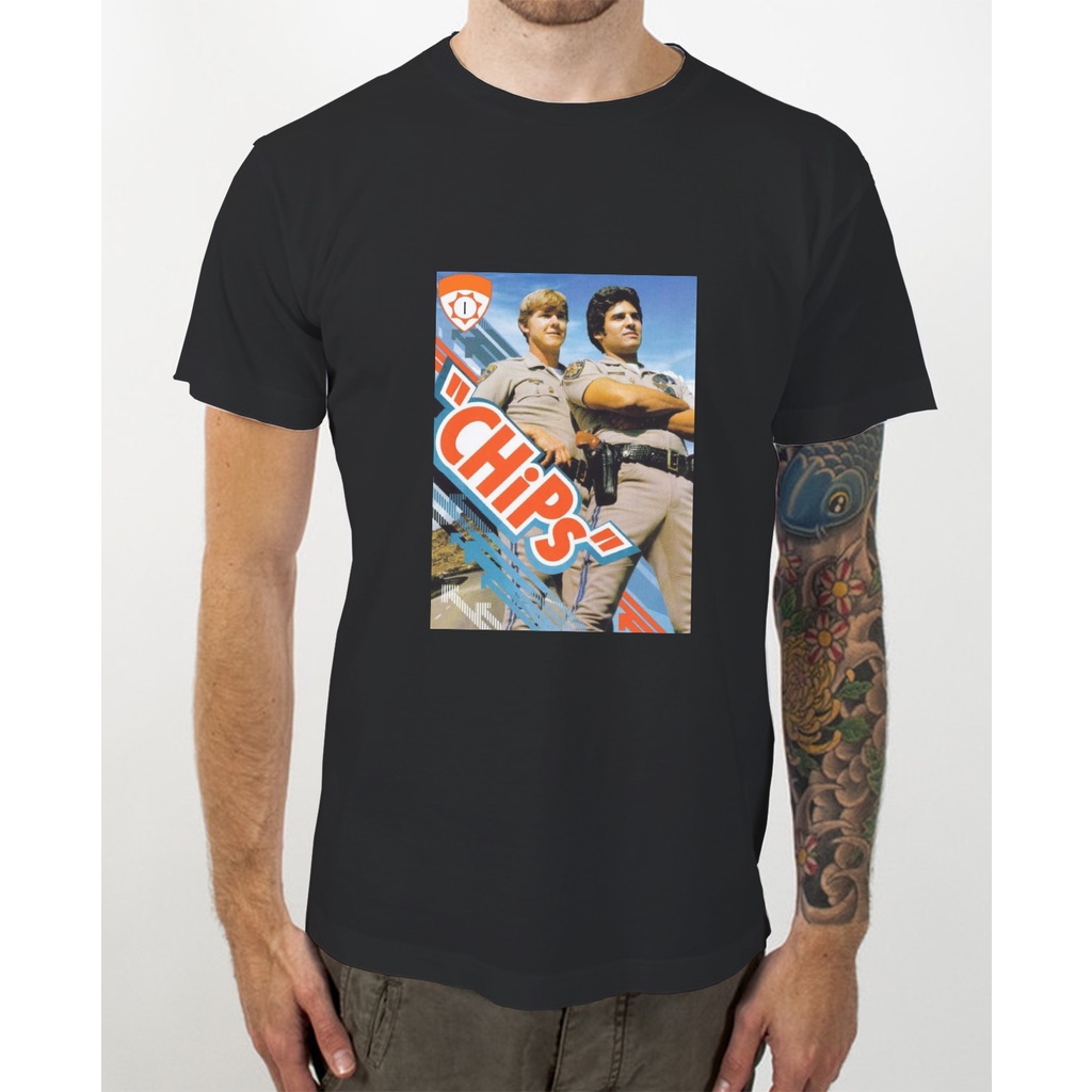 Kaos T-Shirt  Hitam TV seri Jadul CHiPs