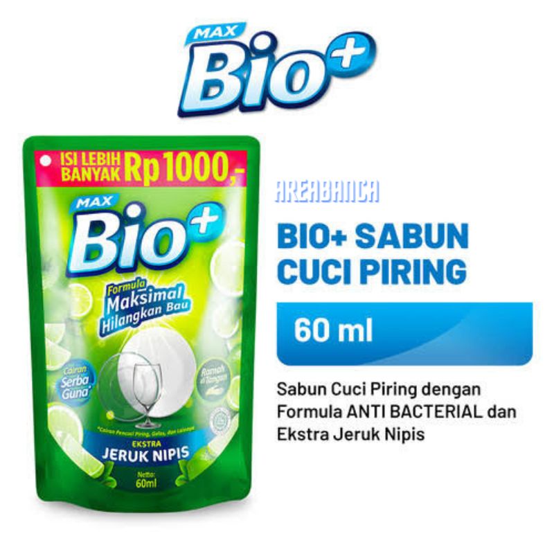 Max BIO+ Sabun Cuci Piring EXTRA Jeruk Nipis 60ml