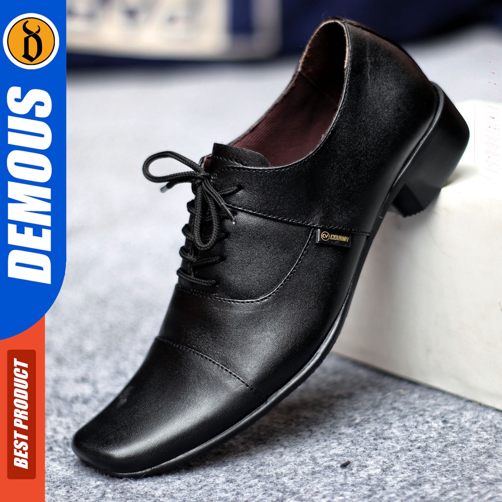 Sepatu Pantofel Pria Sepatu Formal Pria Kulit Asli Tali Sepatu Pantopel Hitam Kerja Kantor DEMOUS PELIX