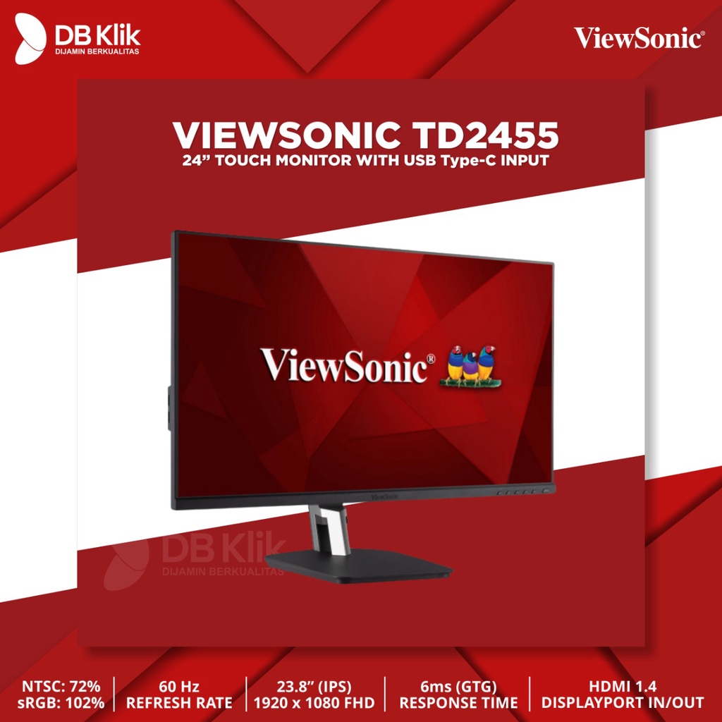 LED Monitor VIEWSONIC TD2455 23.8&quot; Touch IPS Full HD HDMI DP USB C