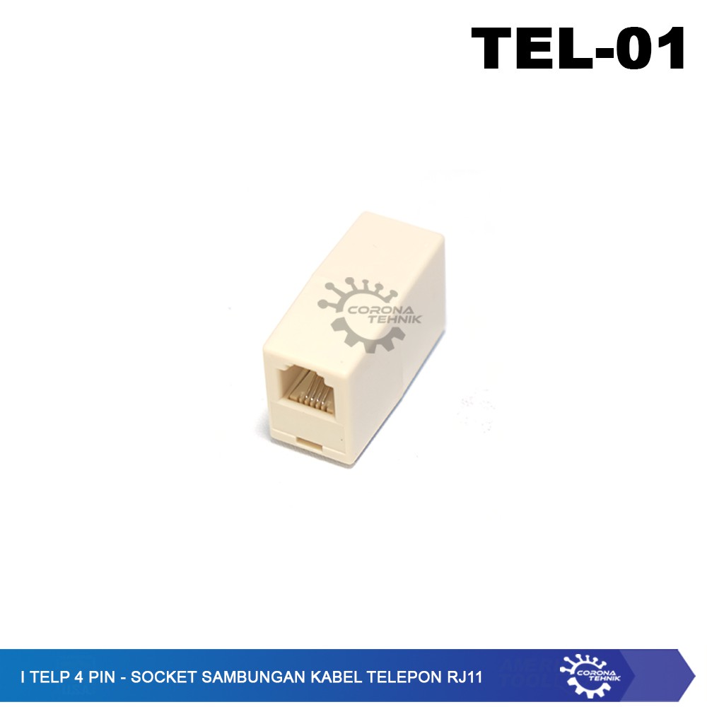 I Telp 4 Pin - Socket Sambungan Kabel Telepon RJ11