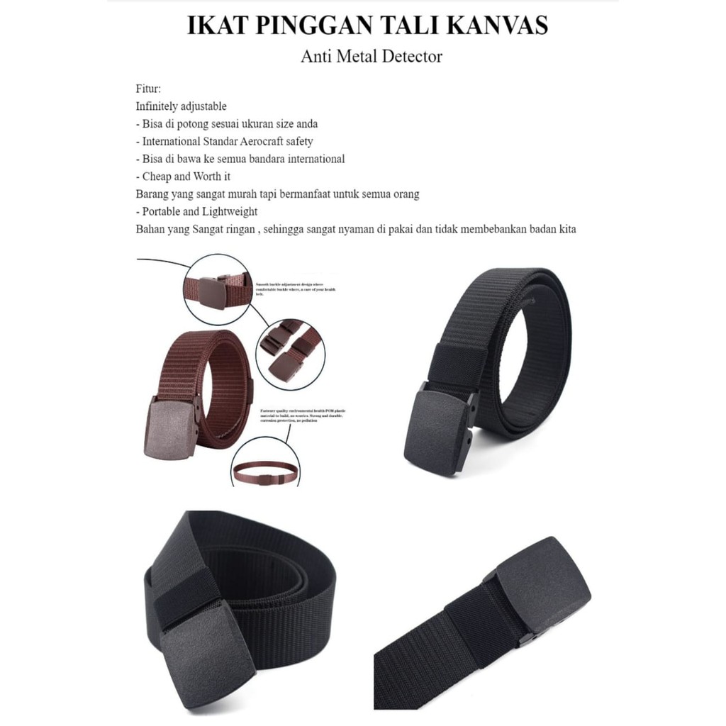 IKAT PINGGANG ANTI METAL DETECTOR - NYLON CANVAS SABUK PRIA COWOK - TACTICAL ARMY