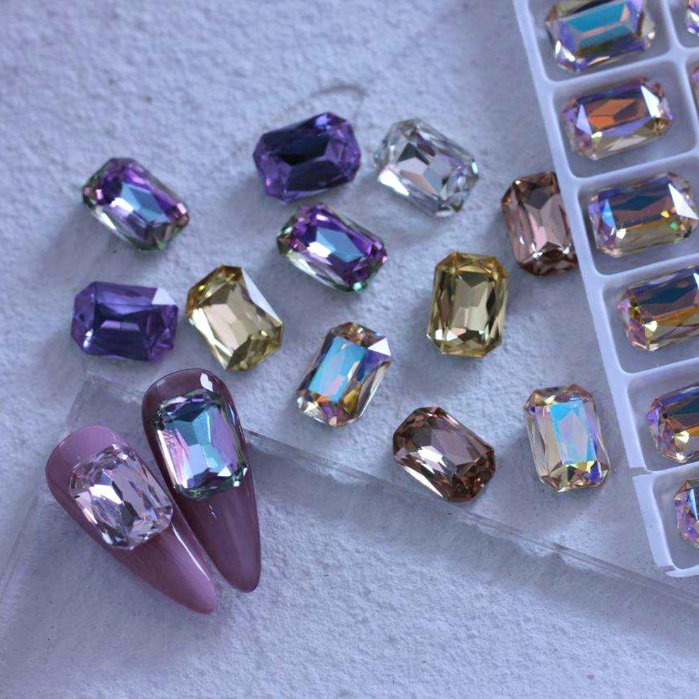Mxbeauty Nail Art Rhinestones Mewah 4pcs 14x10mm Menunjuk Kembali Membuat Perhiasan Glliter Kaca DIY Craft Permata Nail Charms