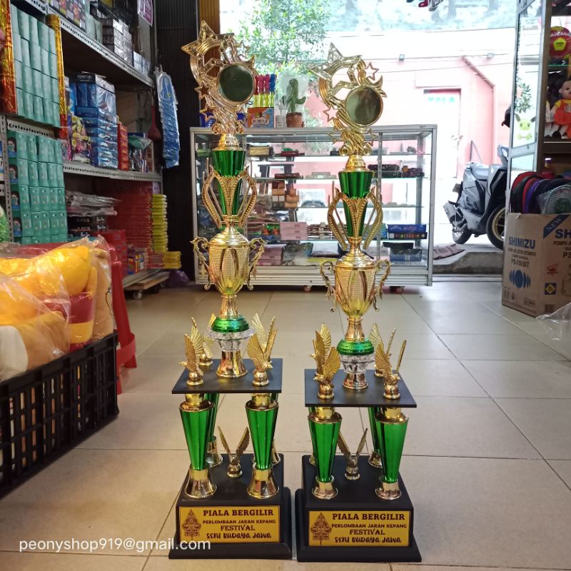 trophy piala custom super mewah 4 kaki murah best seller/terlaris/plakat/grafir/4 tingkat