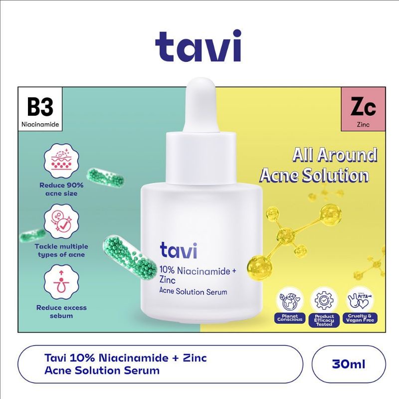 TAVI 10% Niacinamide + Zinc Acne Solution Serum 30ml