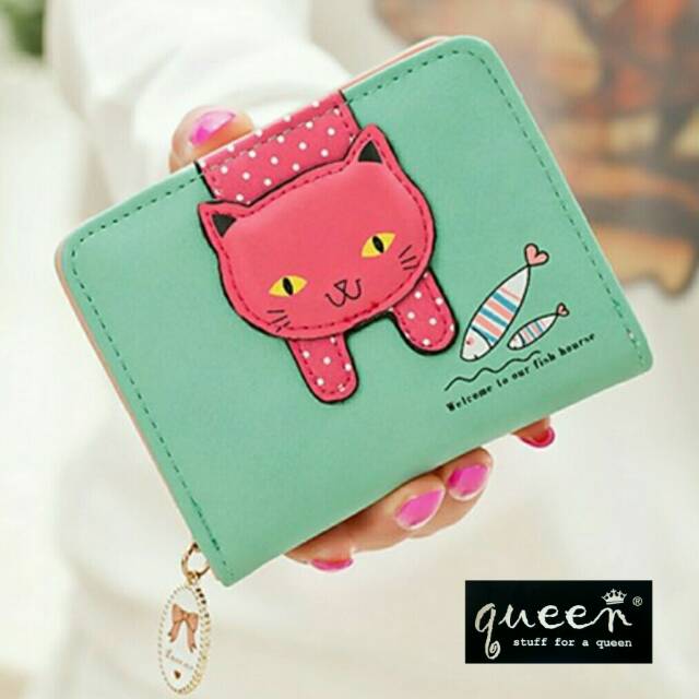 Dompet walet kucing mkn ikan / dompet murah / fashion wanita