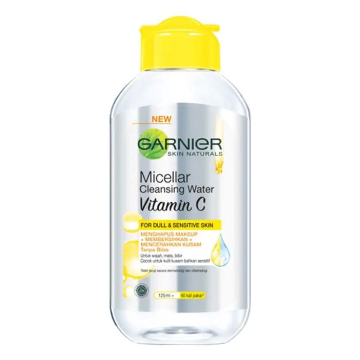 Garnier Micellar Cleansing Water Pink | Blue Biru | Rose Water | Vitamin C | Biphase 125ml 50ml