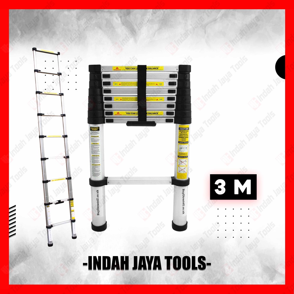 Tangga Teleskopik Single 3 M - Lipat Alumunium Telescopic Ladder