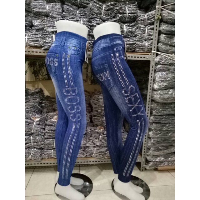 BARU!!! LEGGING JEANS MOTEK LIST VARIASI TULISAN LEGGING JEANS WANITA LEGGING DEWASA MURAHi