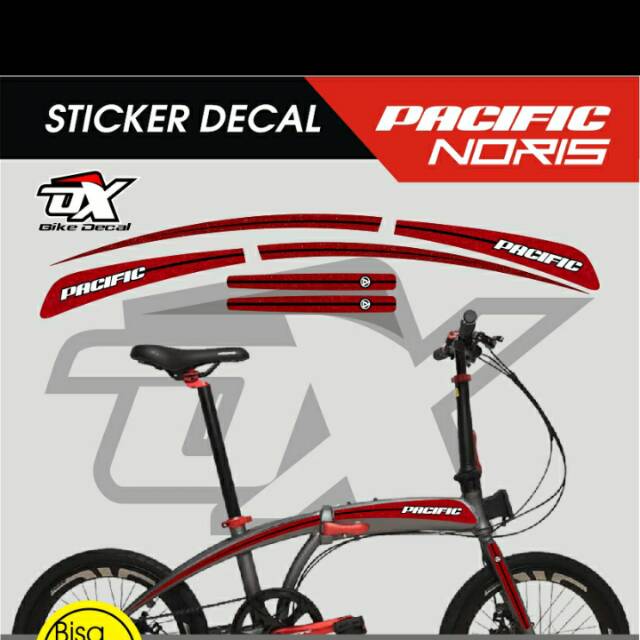 Stiker sepedah pacific noris red simple