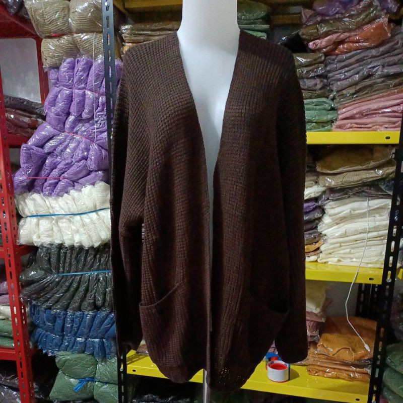 OVERSIZE LAVELLA PREMIUM CARDIGAN RAJUT TEBAL-Cokelat