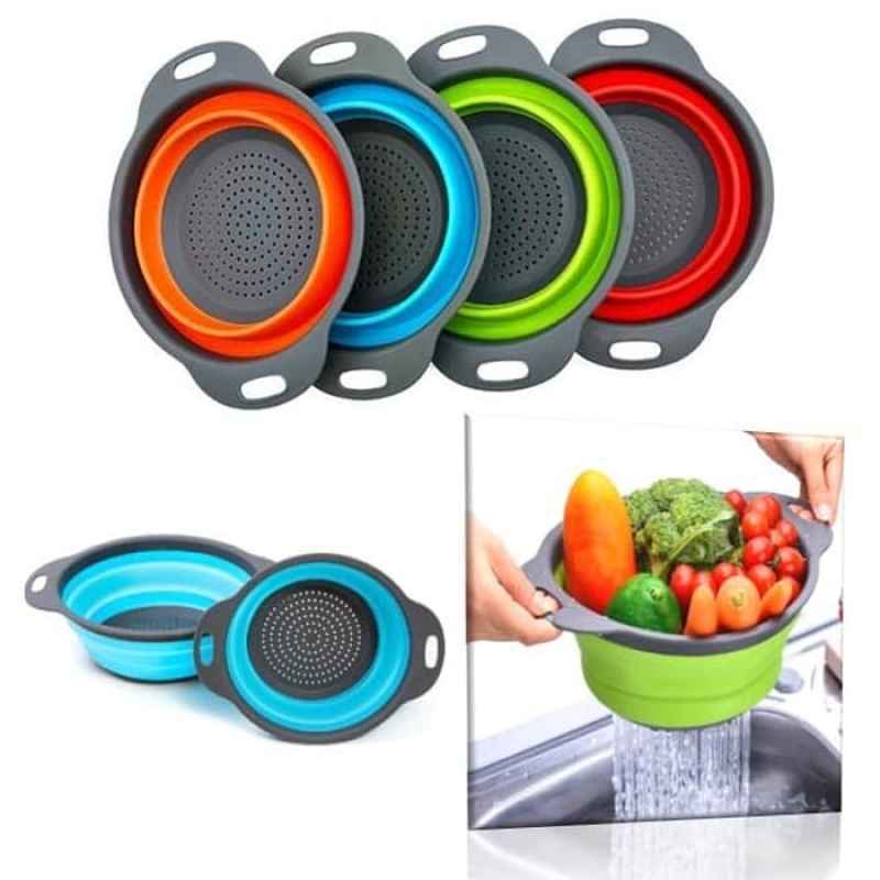 Serbagrosirmurah Baskom Lipat Silikon Keranjang Silicone Tempat Cuci Peniris Beras Buah Sayuran Keranjang Serbaguna Baskom Lipat Bulat Tempat Cuci Peniris Keranjang Sayur Silicone Baskom Multifungsi