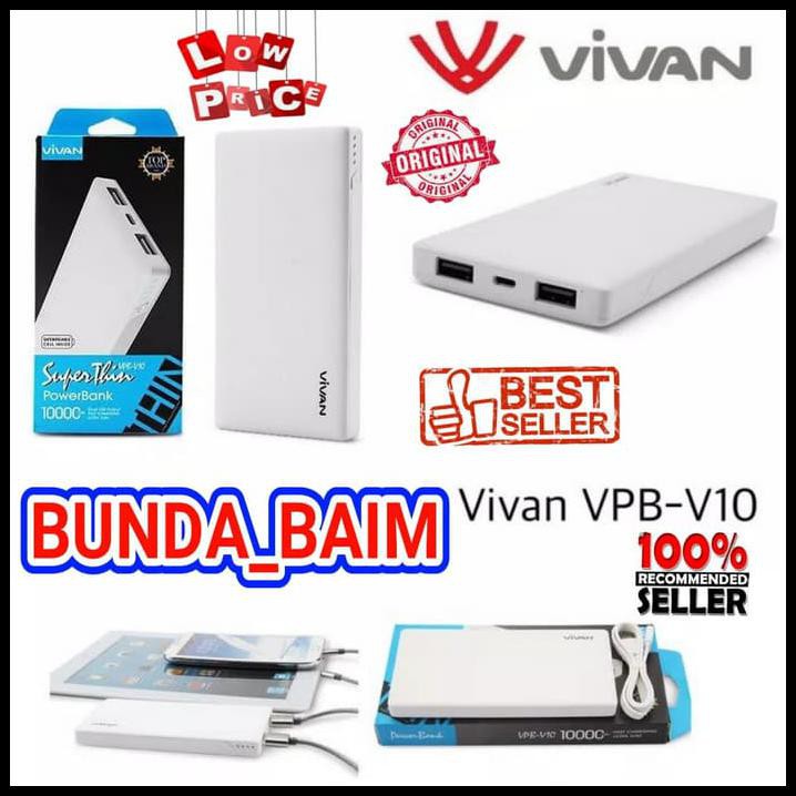 Hrg Diskon Power Bank Vivan Vpb-V10 10000Mah Original / Powerbank V10 10000 Mah