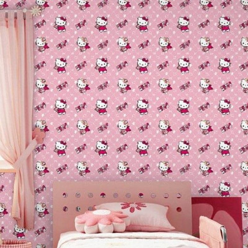 wallpaper dinding hello kitty 45cm x 10m wallpaper dinding kamar tidur cewek wallpaper 10m x 45cm wa