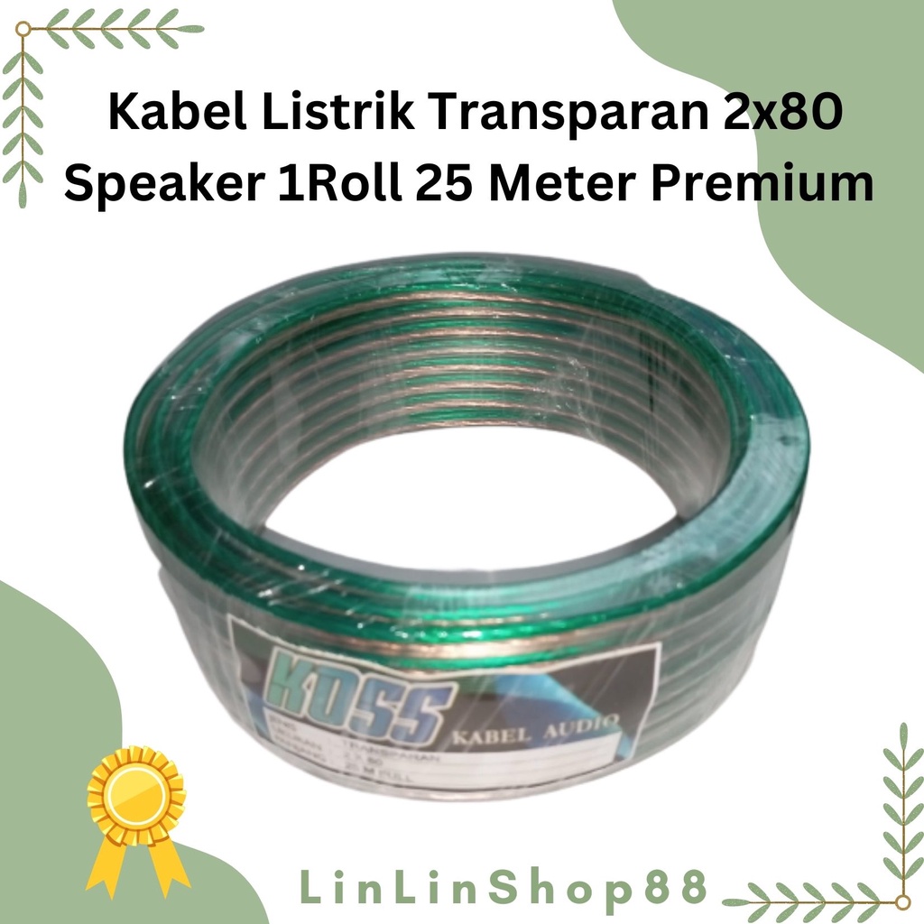 Kabel Listrik Transparan 2x80 Audio Speaker 1Roll 25 Meter dan 20 meter Premium