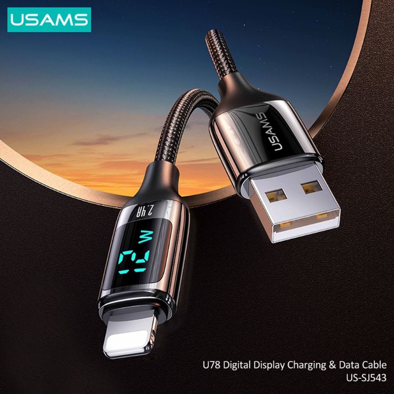 USAMS U78 Kabel Data Lightning Digital Display 2.4A 1.2M